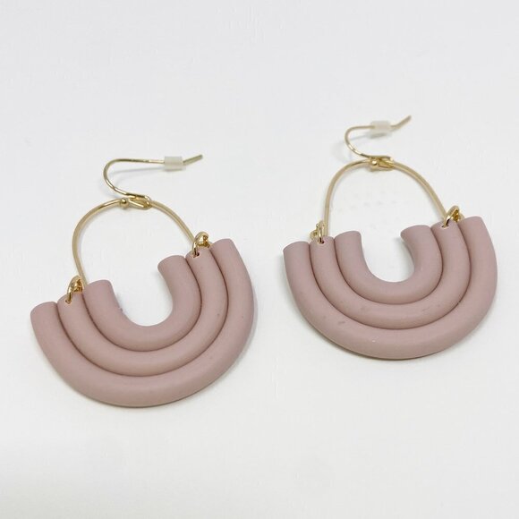 Light Pink Polymer Clay Arch Shape Drop Earrings - Picture 1 of 3